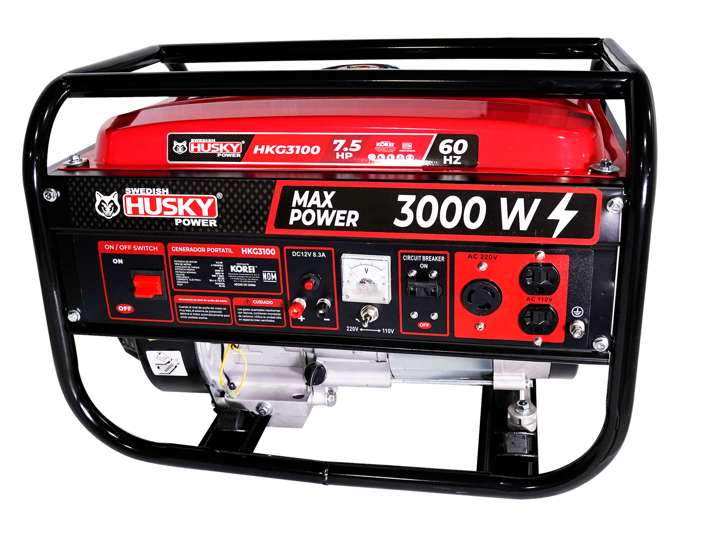 Generador A Gasolina Portátil 230cc 7.5 Hp 4 Tiempos 2800W-3000W Husky HKG3100