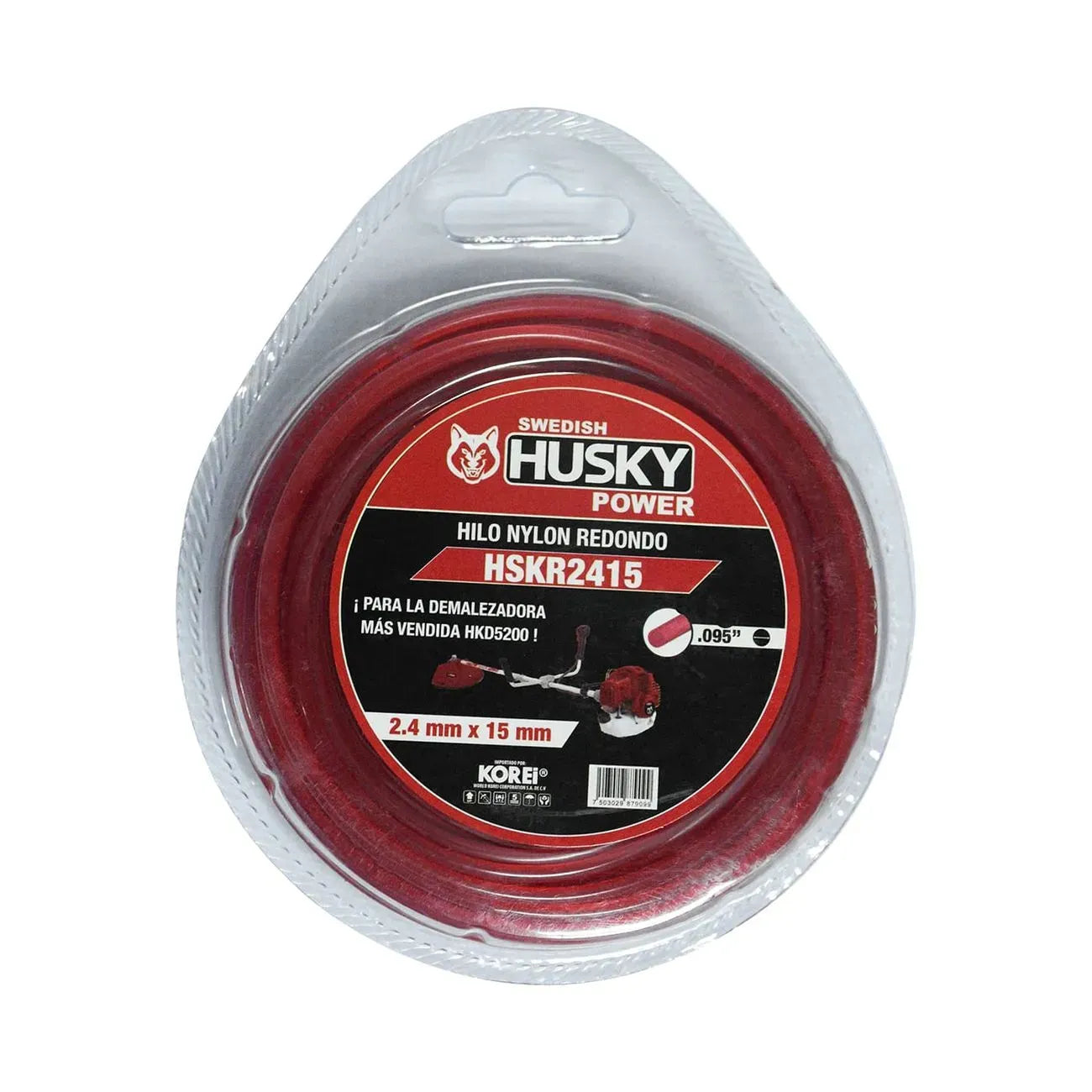 Hilo Nylon Redondo Para Desbrozadora Desmalezadora de 2.4 mm (0.095") x 15m HSKR2415 Para HKD5200