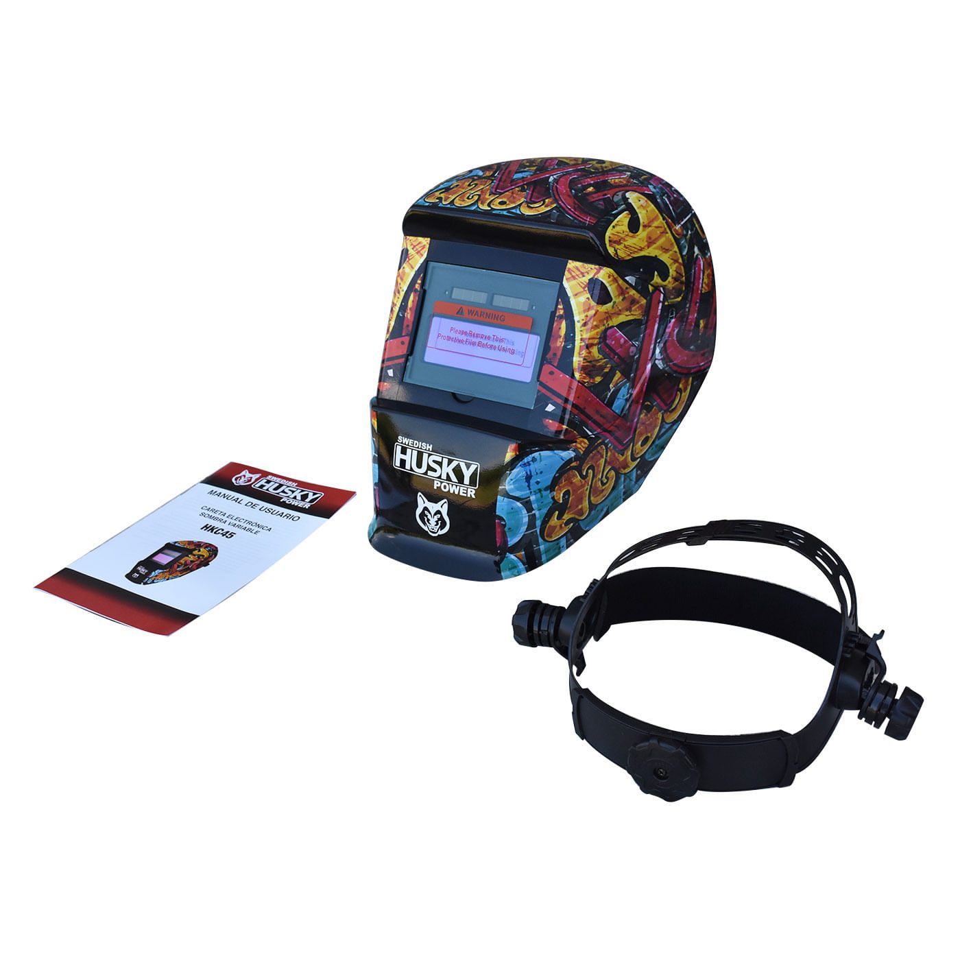 Careta Para Soldar Electrónica De Sombra Variable Grafiti Husky HKC45