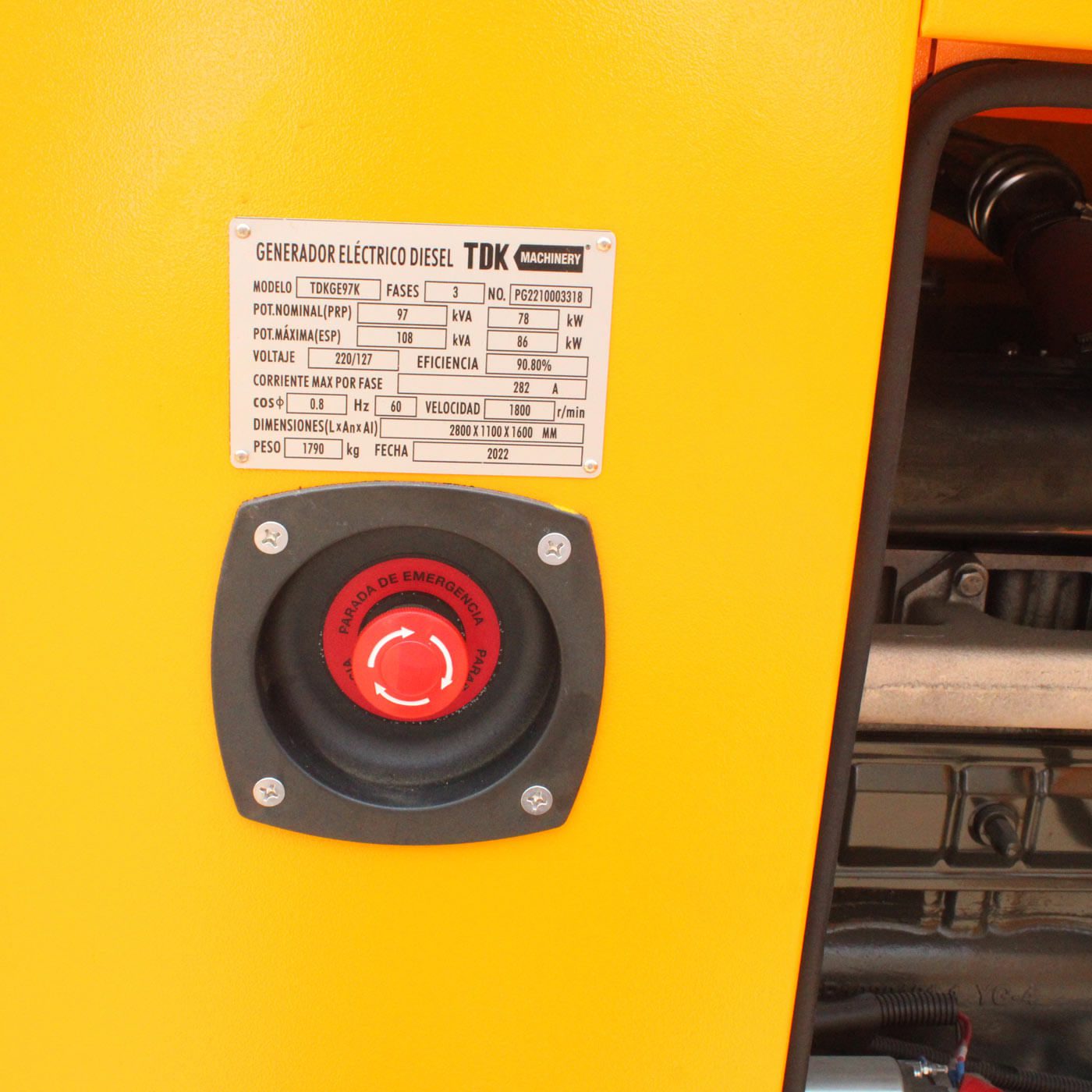 Generador Estacionario Planta de Emergencia Trifasico A Diesel TDK 78 KW / 97 KVA 220V - TDKGE97K