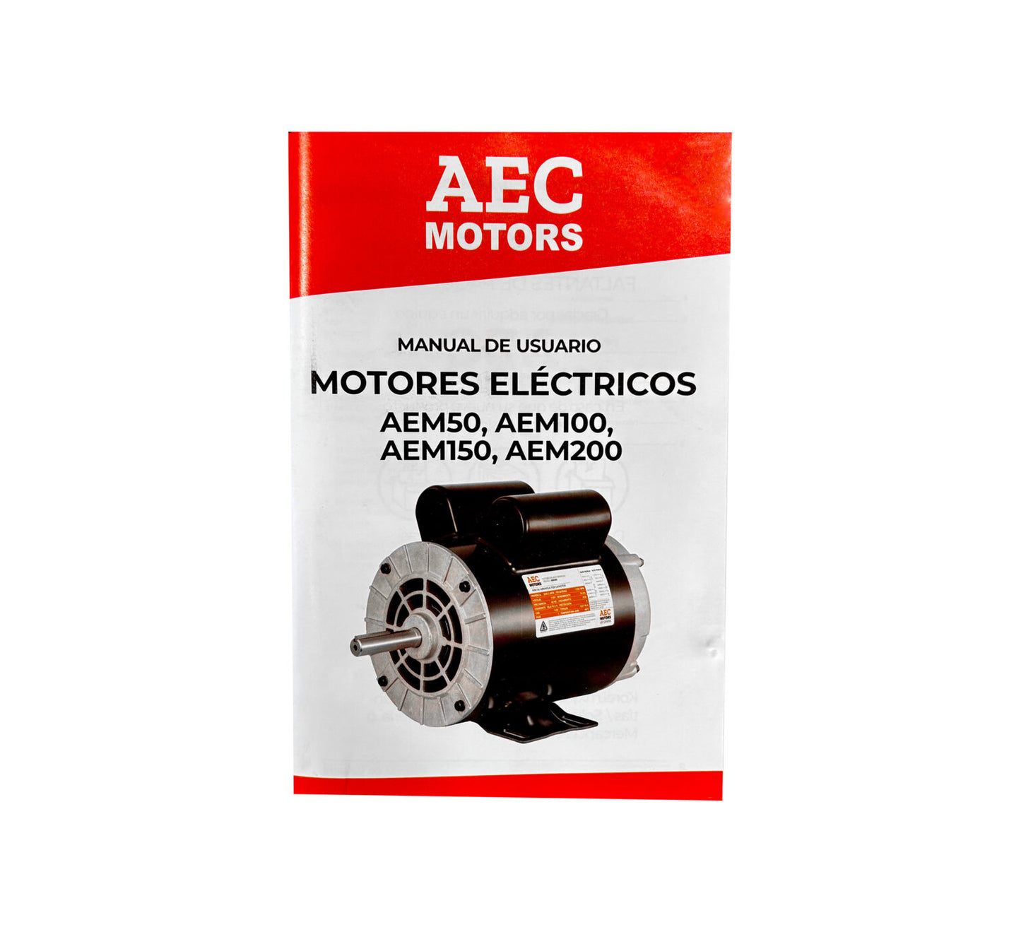 Motor Eléctrico 1/2 Hp Monofasico 110/220v  4 Polos  1725 rpm – AEM50   Aec Motors
