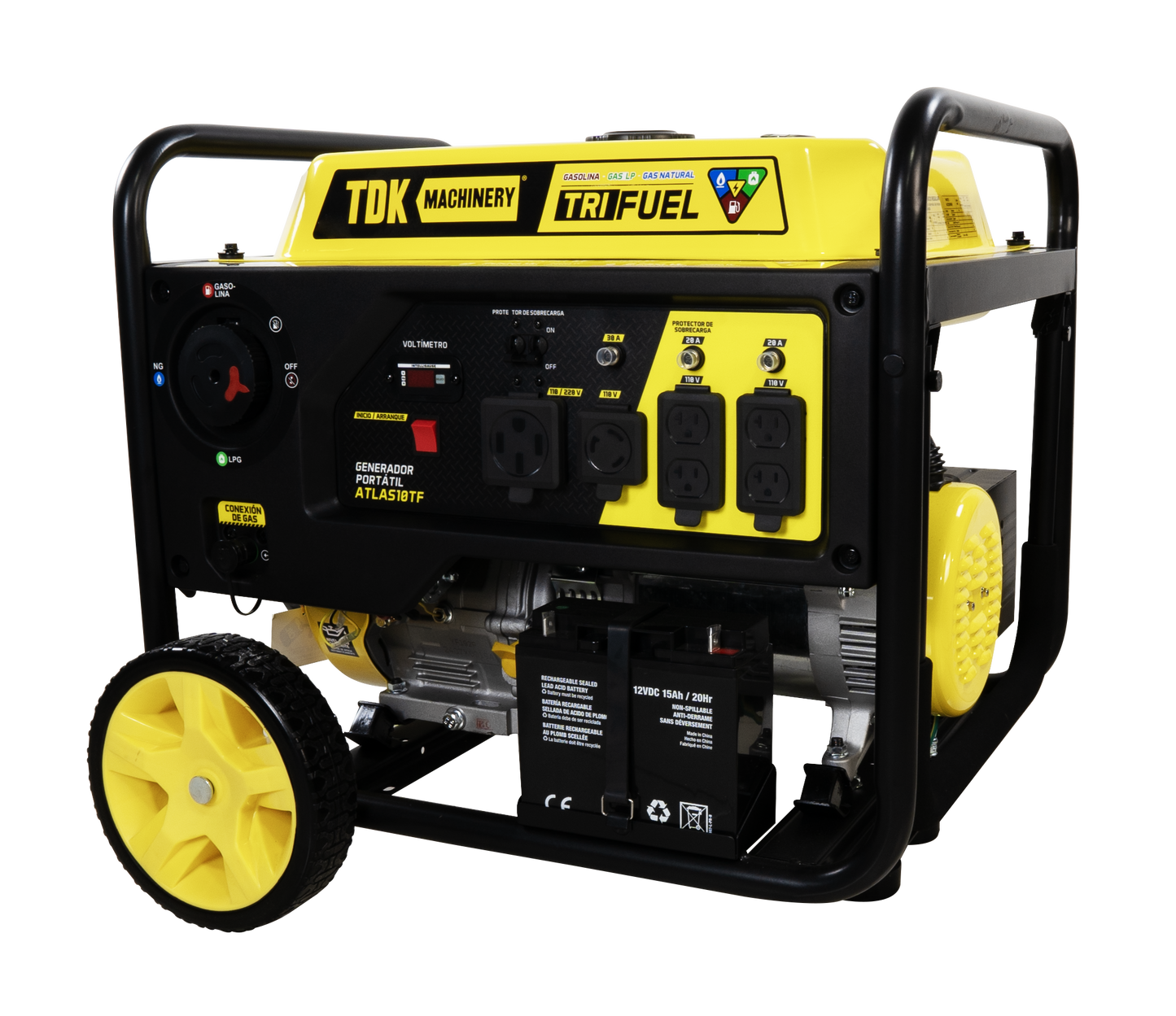 Generador Monofasico TRI FUEL (Gasolina, Gas LP y Gas Natural) 110v/220v 15.3 Hp TDK - ATLAS10TF