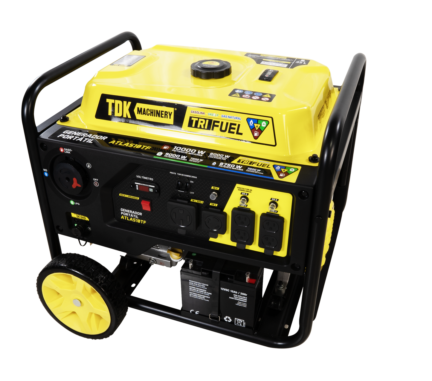 Generador Monofasico TRI FUEL (Gasolina, Gas LP y Gas Natural) 110v/220v 15.3 Hp TDK - ATLAS10TF