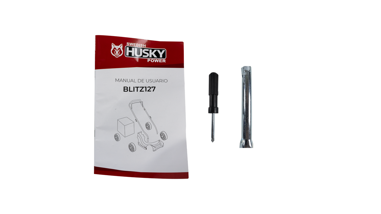 Podadora Cortadora De Pasto Con Bolsa Recolectora Y Motor A Gasolina 3 Hp 127cc HUSKY POWER -BLITZ127