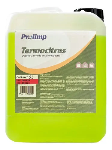 Desinfectante Sanitizante Virucida Y Germicida Orgánico Con Vehículo O Conductor Para Termonebulización TERMOCITRUS 5 Litro (L)