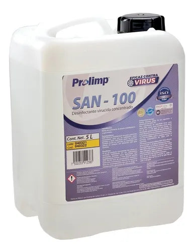 Desinfectante Sanitizante Virucida Y Germicida De Sales Cuaternarias de Amonio De Quinta (5ta) Generación SAN-100 20 Litros (L)
