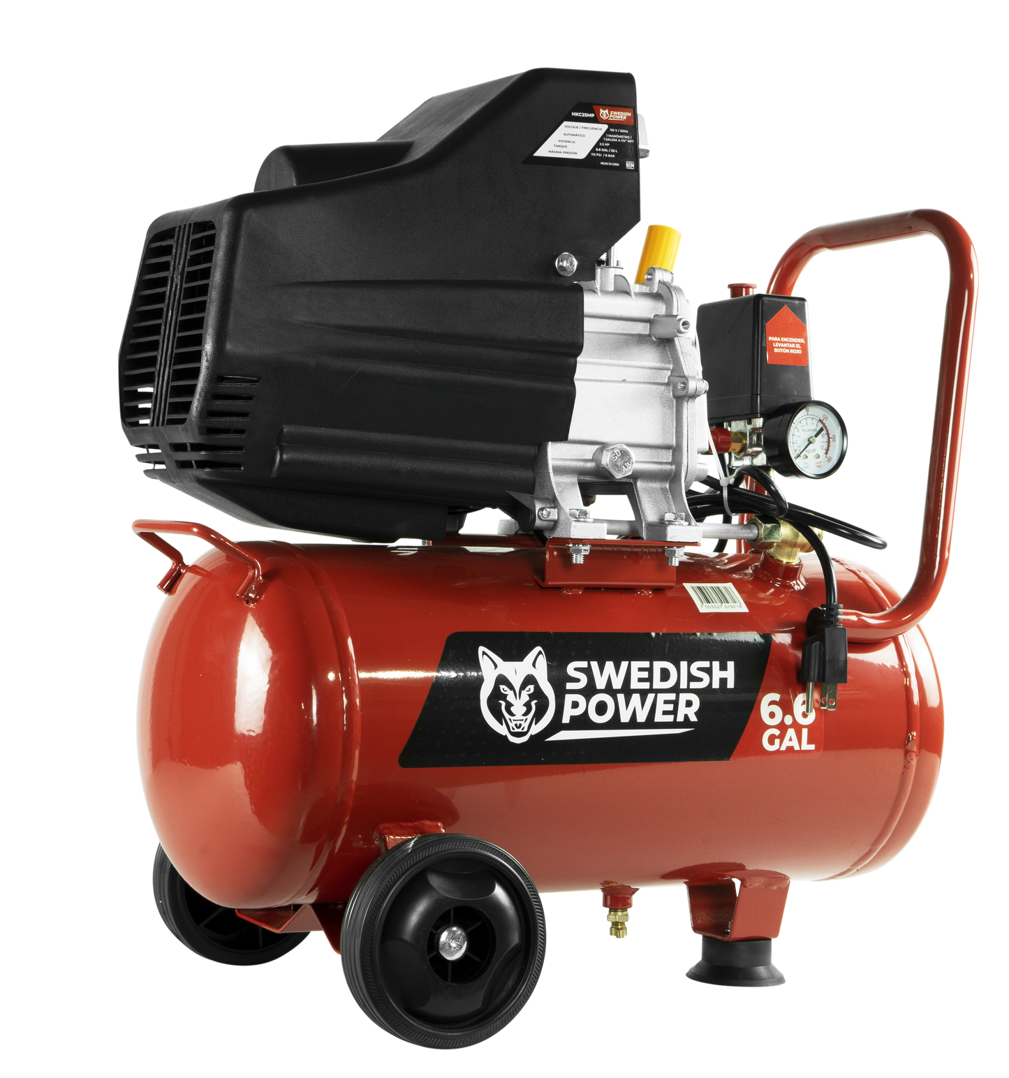 Kit Compresor de Aire Eléctrico De 2.5 Hp 110V Con Tanque De 25 Litros Y 115 Psi Con Pistola De Gravedad y Manguera De 3 Metros Husky HKC25MP