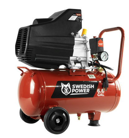 Kit Compresor de Aire Eléctrico De 2.5 Hp 110V Con Tanque De 25 Litros Y 115 Psi Con Pistola De Gravedad y Manguera De 3 Metros Husky HKC25MP