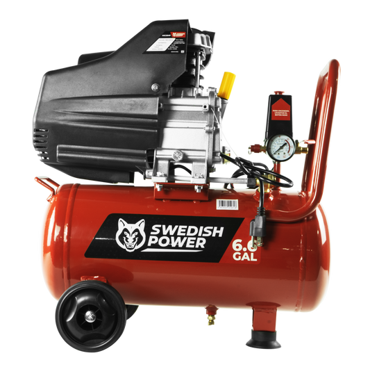 Kit Compresor de Aire Eléctrico De 2.5 Hp 110V Con Tanque De 25 Litros Y 115 Psi Con Pistola De Gravedad y Manguera De 3 Metros Husky HKC25MP