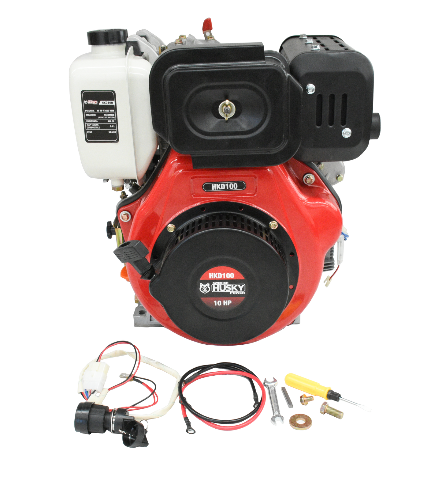 Motor a Diesel 418cc 10 Hp Flecha Cuñero Arranque Electrico Husky HKD100