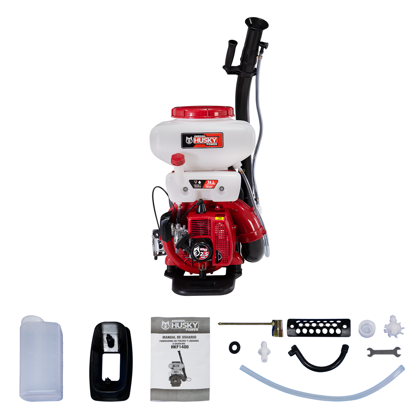 Fumigadora Aspersora 14L De Liquidos Y Polvos Motorizada 2.5 Hp De 2 Tiempos 41.5 CC Husky HKF1400