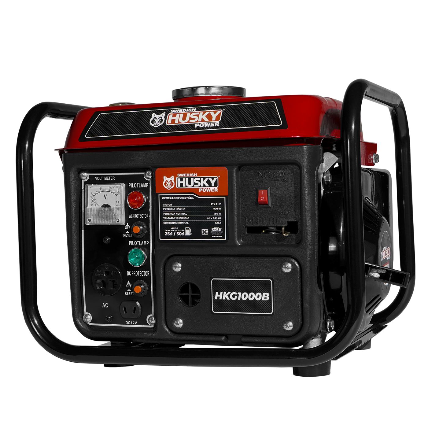 Generador A Gasolina Portátil 60cc 2 Hp 2 Tiempos 750W-900W Husky HKG1000B