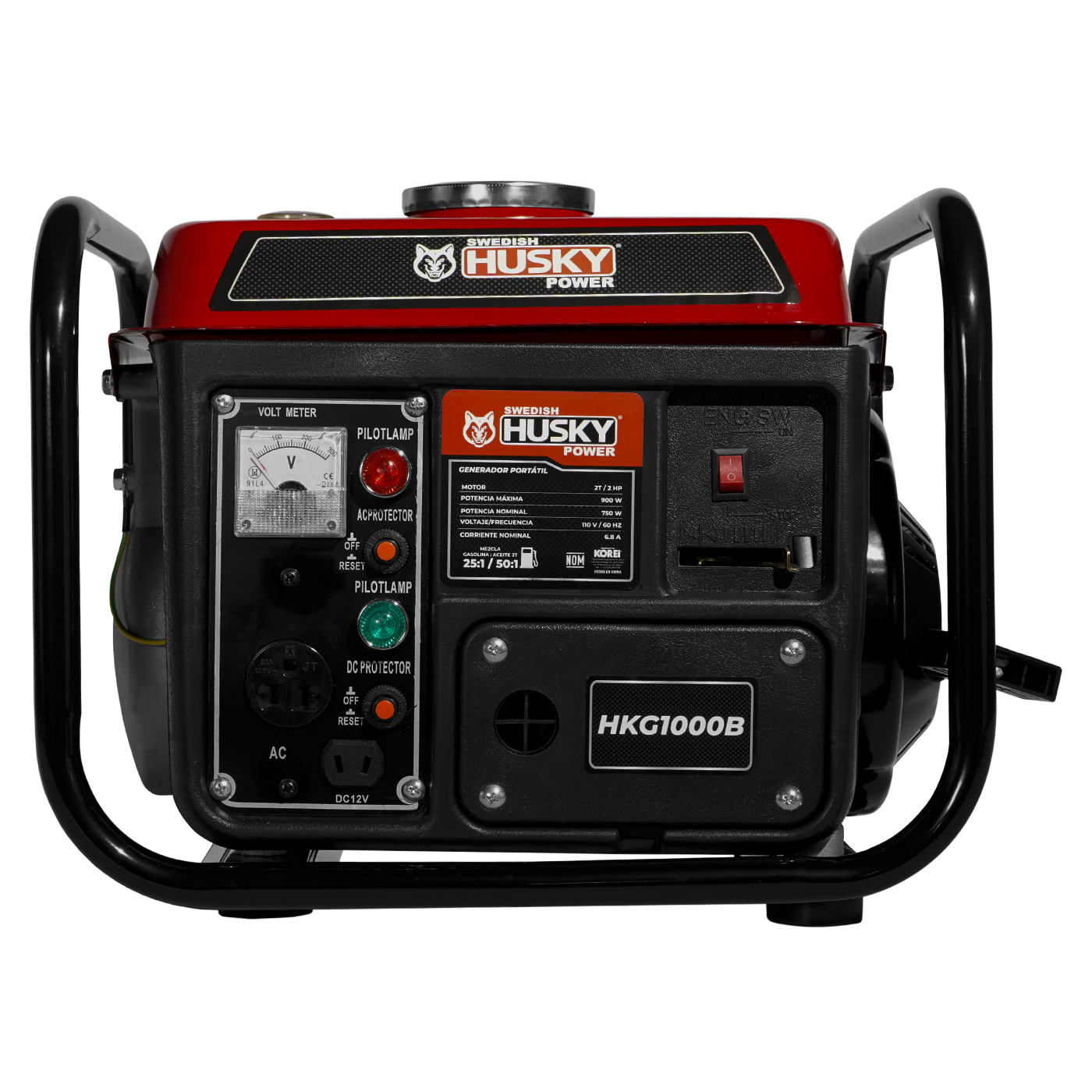 Generador A Gasolina Portátil 60cc 2 Hp 2 Tiempos 750W-900W Husky HKG1000B