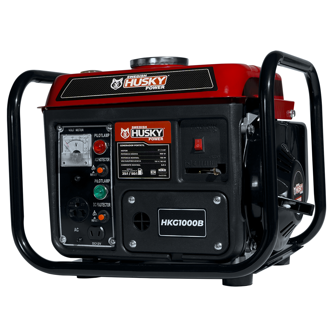 Generador A Gasolina Portátil 60cc 2 Hp 2 Tiempos 750W-900W Husky HKG1000B