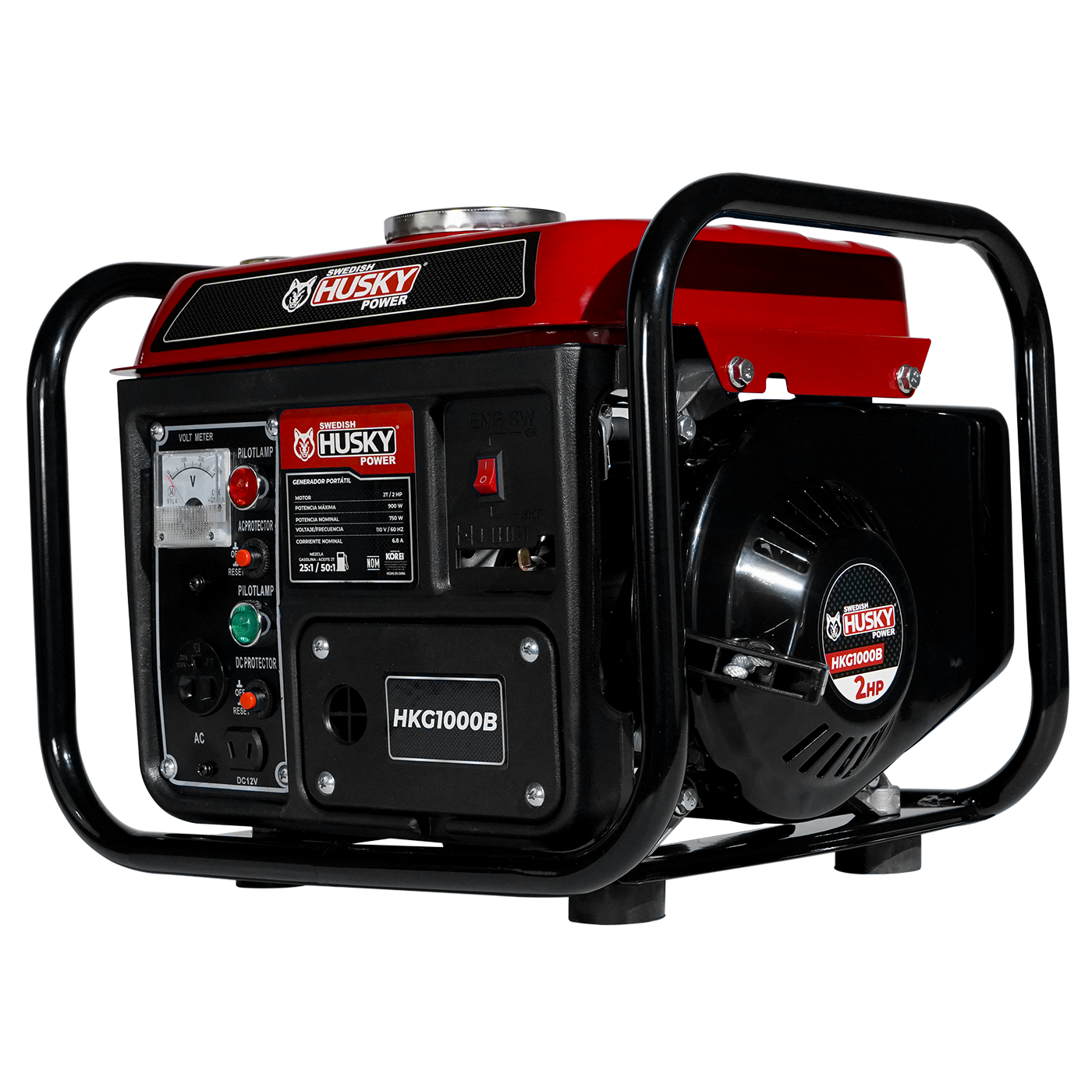 Generador A Gasolina Portátil 60cc 2 Hp 2 Tiempos 750W-900W Husky HKG1000B