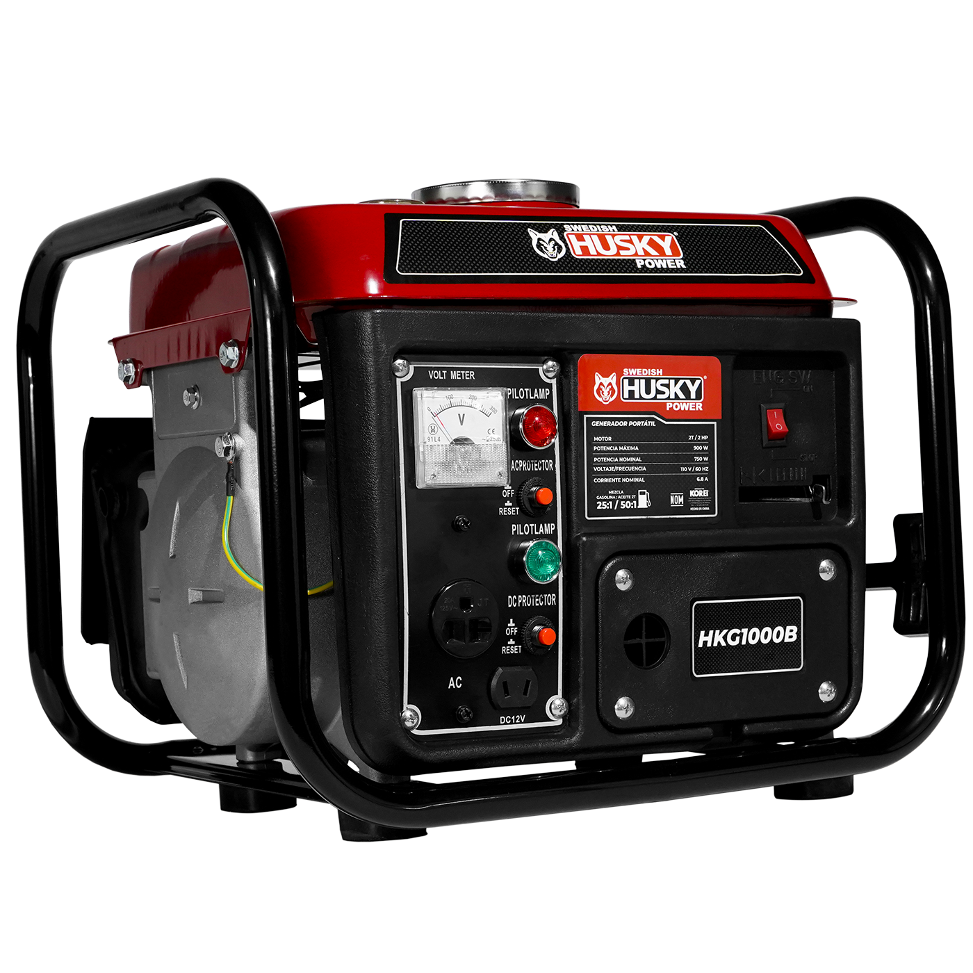 Generador A Gasolina Portátil 60cc 2 Hp 2 Tiempos 750W-900W Husky HKG1000B