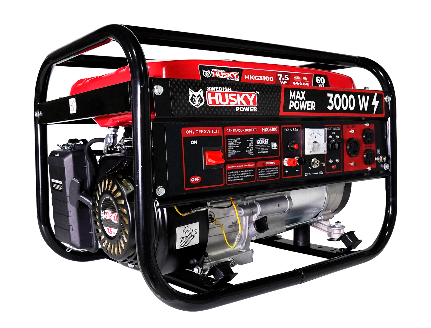 Generador A Gasolina Portátil 230cc 7.5 Hp 4 Tiempos 2800W-3000W Husky HKG3100