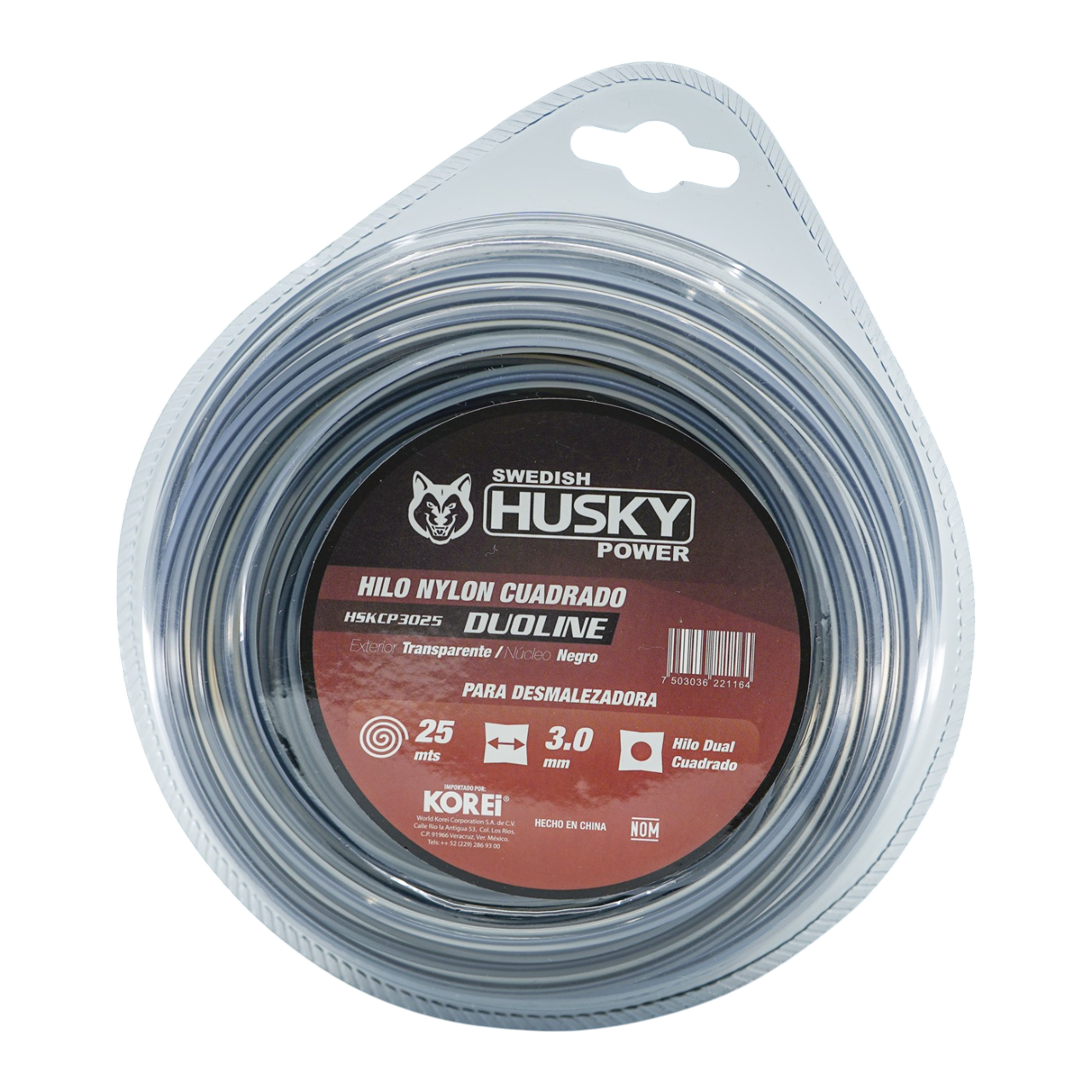 Hilo Nylon Cuadrado Con Polimero  Para Desbrozadora Desmalezadora de 3 mm (0.120") x 25m HSKCP3025