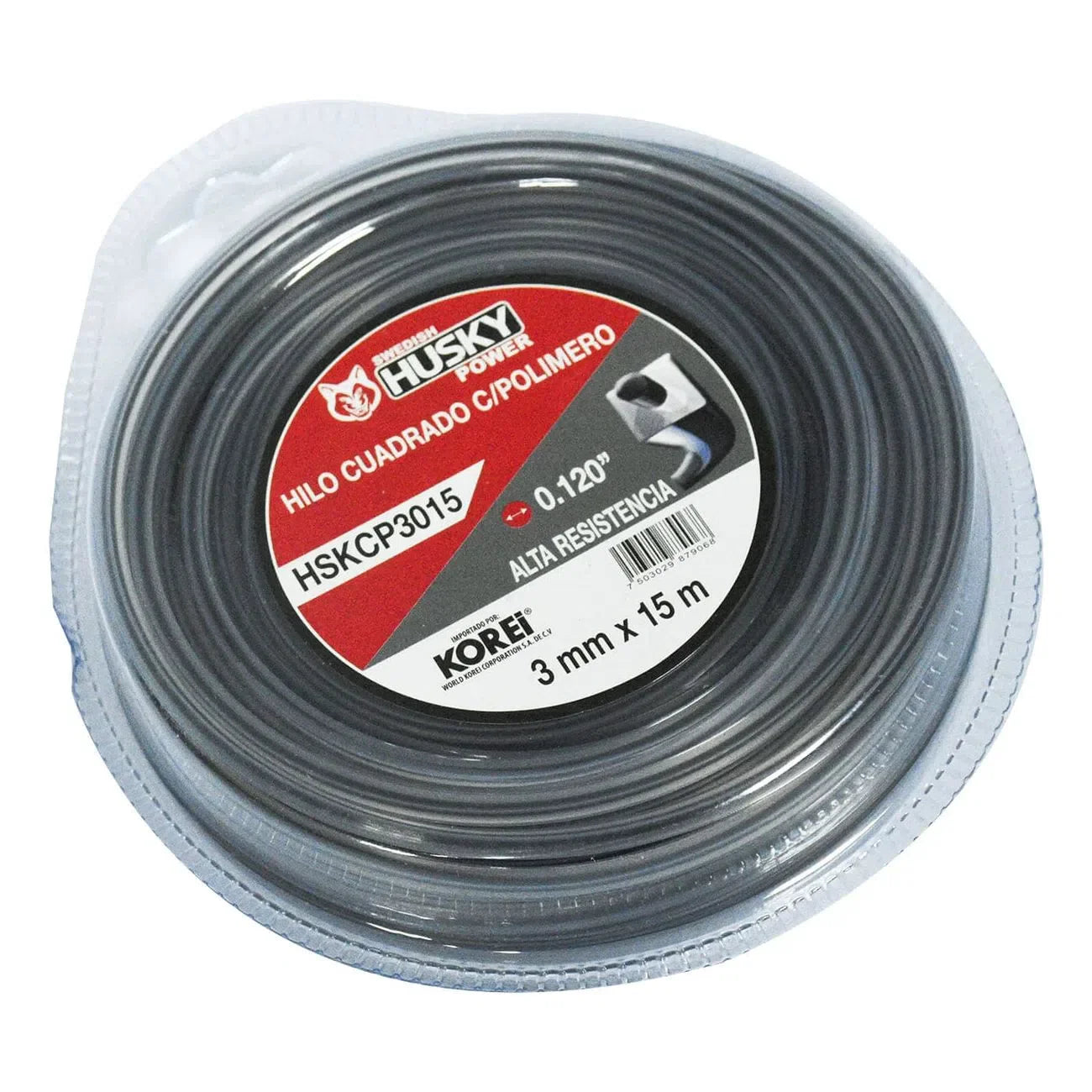 Hilo Nylon Cuadrado Con Polimero  Para Desbrozadora Desmalezadora de 3 mm (0.120") x 15m HSKCP3015