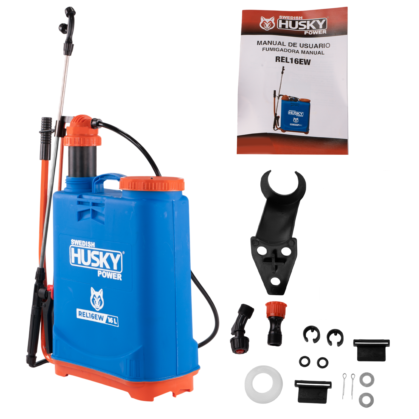 Fumigadora Aspersora Manual De Mochila 16L Pistón De Polietileno Husky REL16EW