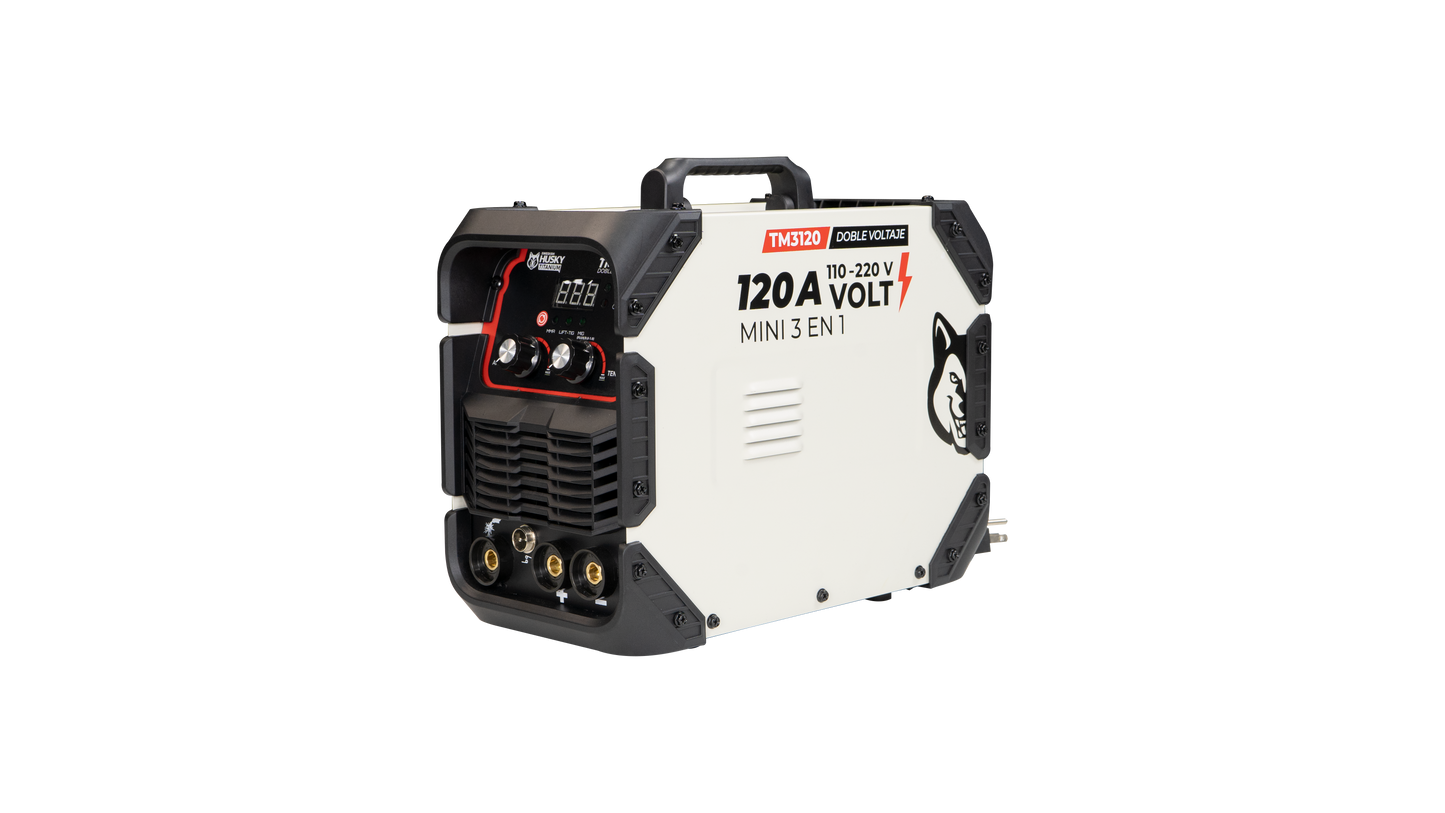 Soldadora Inverter Profesional 3 En 1 TIG/MIG/MMA Doble Voltaje  120A 110v/220v SWEDISH HUSKY TITANIUM  TM3120