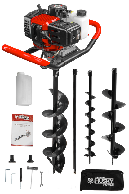 Motoperforadora Ahoyadora Con Motor A Gasolina 2 Tiempos De 52cc 2.5Hp 3 Barrenos Husky TOPO554