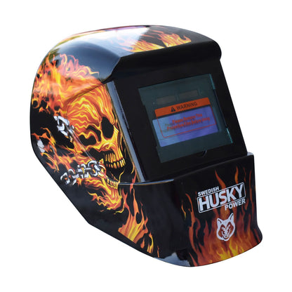 Careta Para Soldar Electrónica De Sombra Variable Llamas Husky HKC35