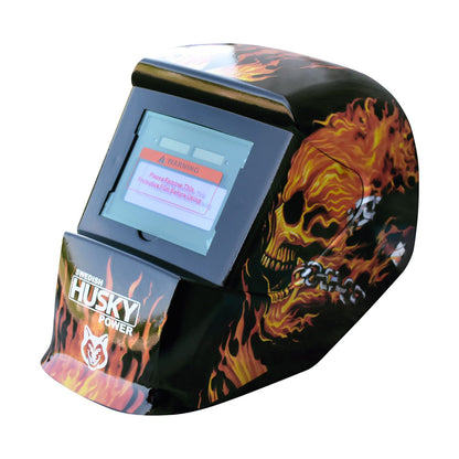 Careta Para Soldar Electrónica De Sombra Variable Llamas Husky HKC35