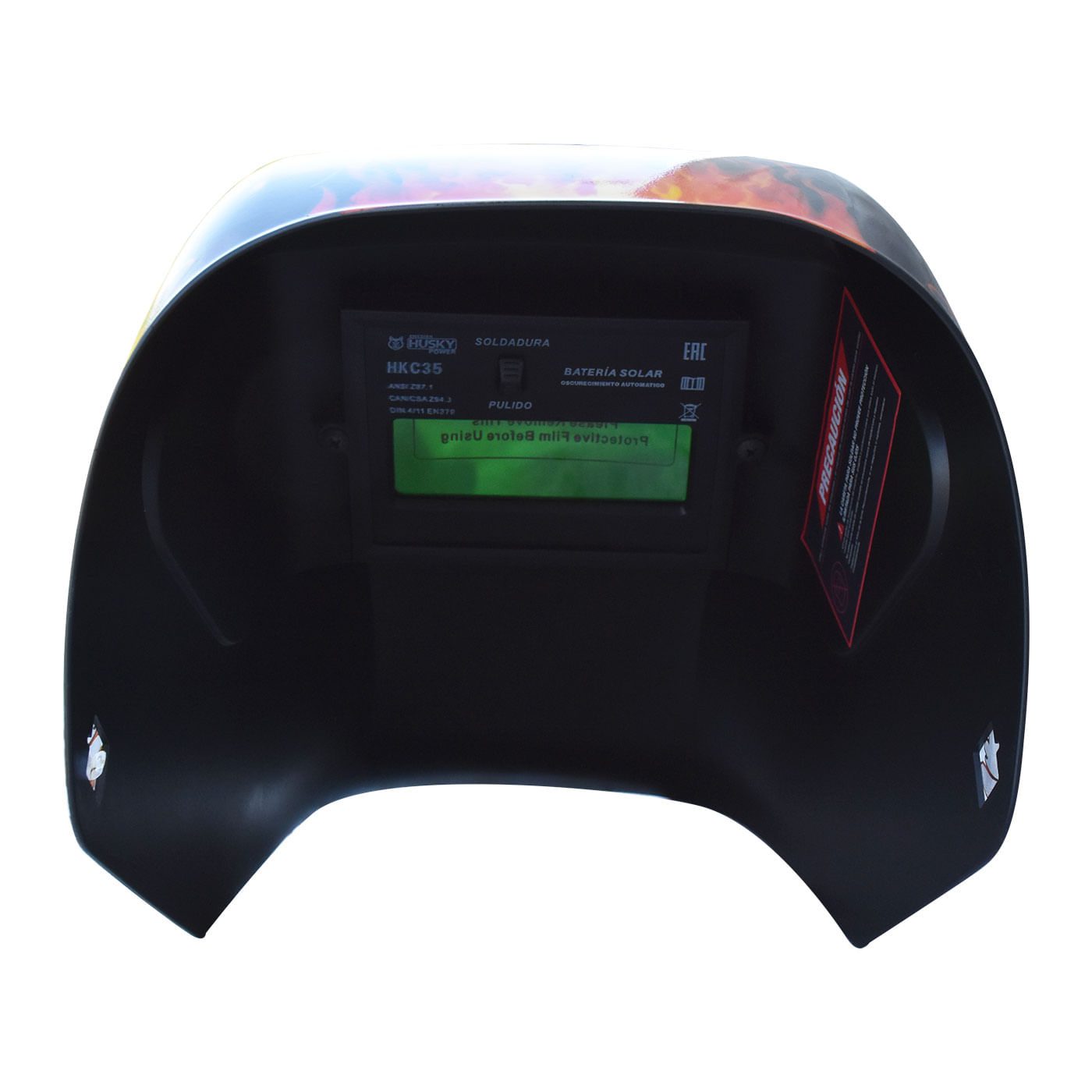 Careta Para Soldar Electrónica De Sombra Variable Llamas Husky HKC35